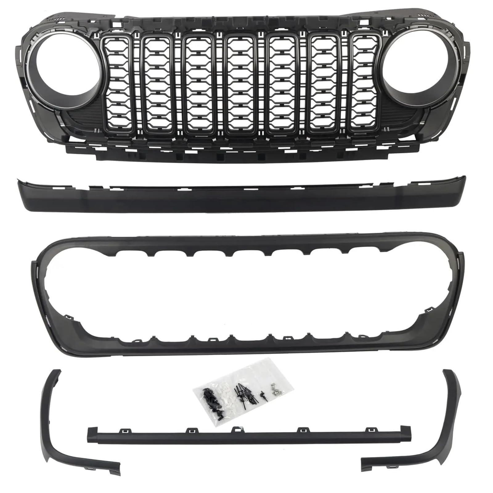 Nierengrill Für Jeep Für Wrangler JL 2018-2024 Für Gladiator ABS Blackout Keine Kamera Loch Frontgrill Gitter Grill Schutz Frontrippengrill von ONETREND