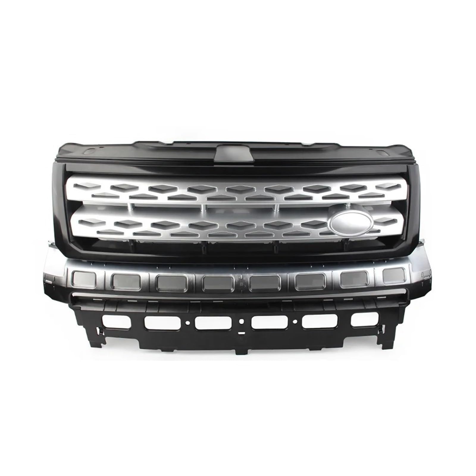 Nierengrill Für Land Für Rover Für Freelander 2 LR2 2010 2011 2012 2013 2014 2015 2016 Auto Zubehör Teile Für ABS Frontgrill Stoßstange Mesh Grill Frontrippengrill(Black Black Silver) von ONETREND