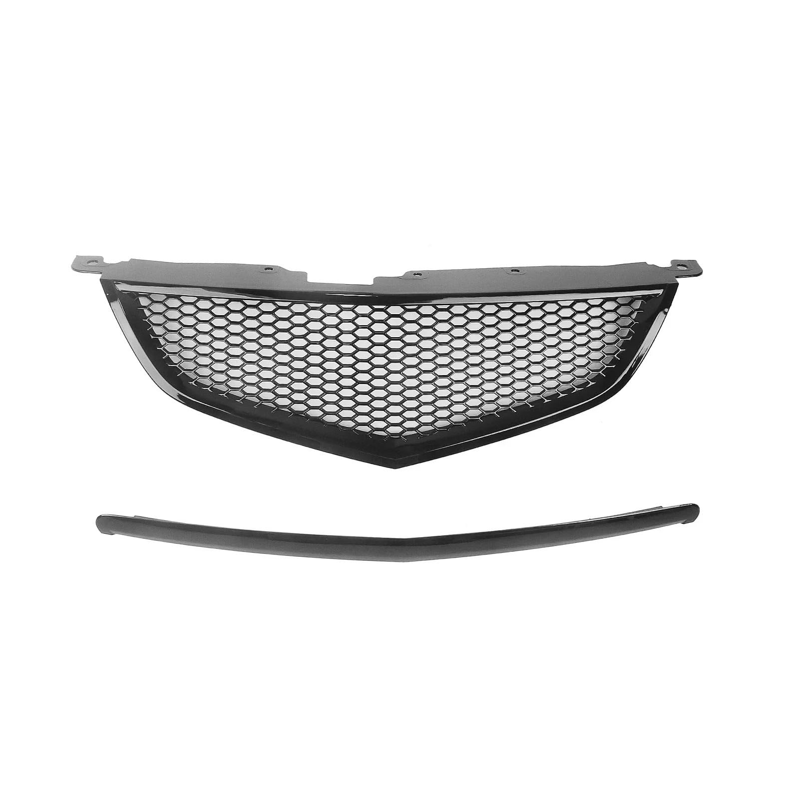 Nierengrill Für TL 2004–2006 Karbonfaser-Look Glänzend Mattschwarz Waben-Stil Obere Stoßstange Haube Netz-Frontgrill Renngrill Frontrippengrill(Glossy Black) von ONETREND