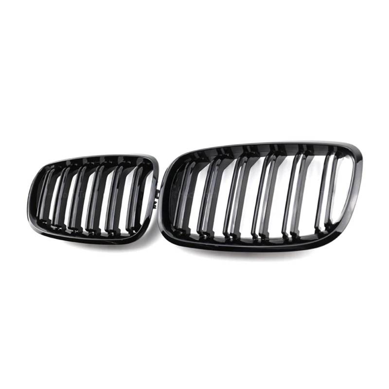 Nierengrill Für X5 E70 2007-2013 Für X6 E71 E72 2008-2014 Autozubehör 2 Stücke Auto Stil Glanz Schwarz Front Niere Doppel Lamellen Grill Grille Frontrippengrill(All Black) von ONETREND