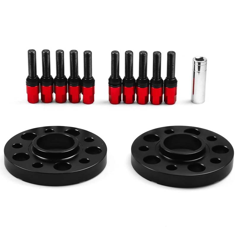 Wheel Spacer Für X5 Für G05 Für X7 Für G07 2018+ 20mm 66,6mm 5x112mm Hub Centric Bore Spurverbreiterungen M14x1.25 Kegelschrauben Rad Distanzscheiben(Red Bolts) von ONETREND