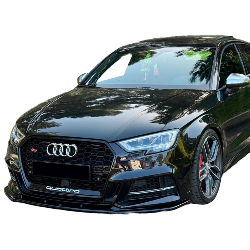 Frontlippe Frontspoiler kompatibel mit AUDI S3 Limousine 8V 2016 bis 2020 mit ABE TÜV Schwarz Glänzend von ONEWAY AUTO ACCESSORIES