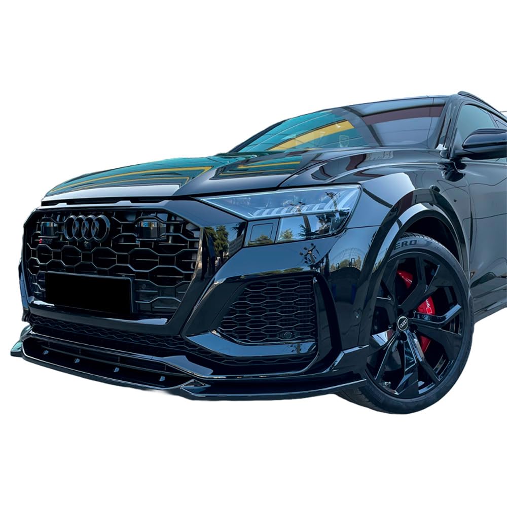 Frontlippe Frontspoiler kompatibel mit Audi RS Q8 Mk1 2019 bis 2023 mit ABE TÜV Schwarz Glänzend von ONEWAY AUTO ACCESSORIES