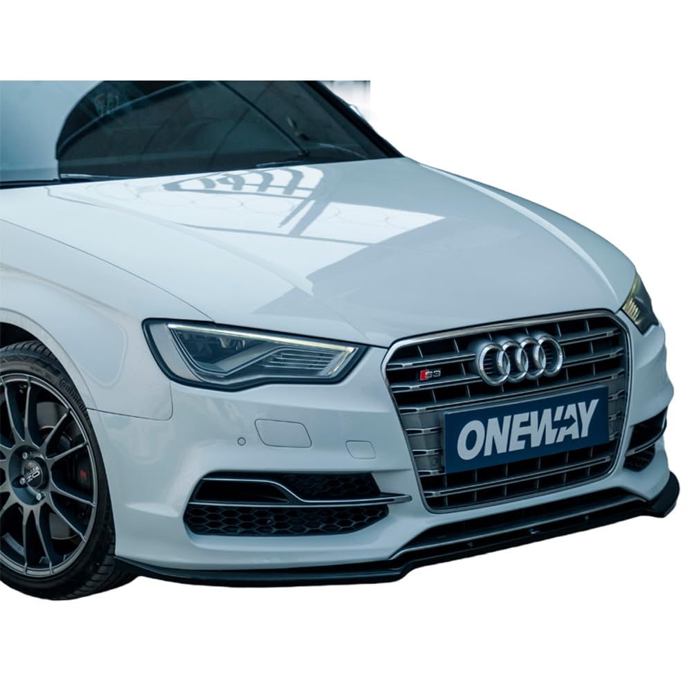 Frontlippe Frontspoiler kompatibel mit Audi S3 8V Limousine Cabrio 2013 bis 2016 v2 mit ABE TÜV Schwarz Glänzend von ONEWAY AUTO ACCESSORIES