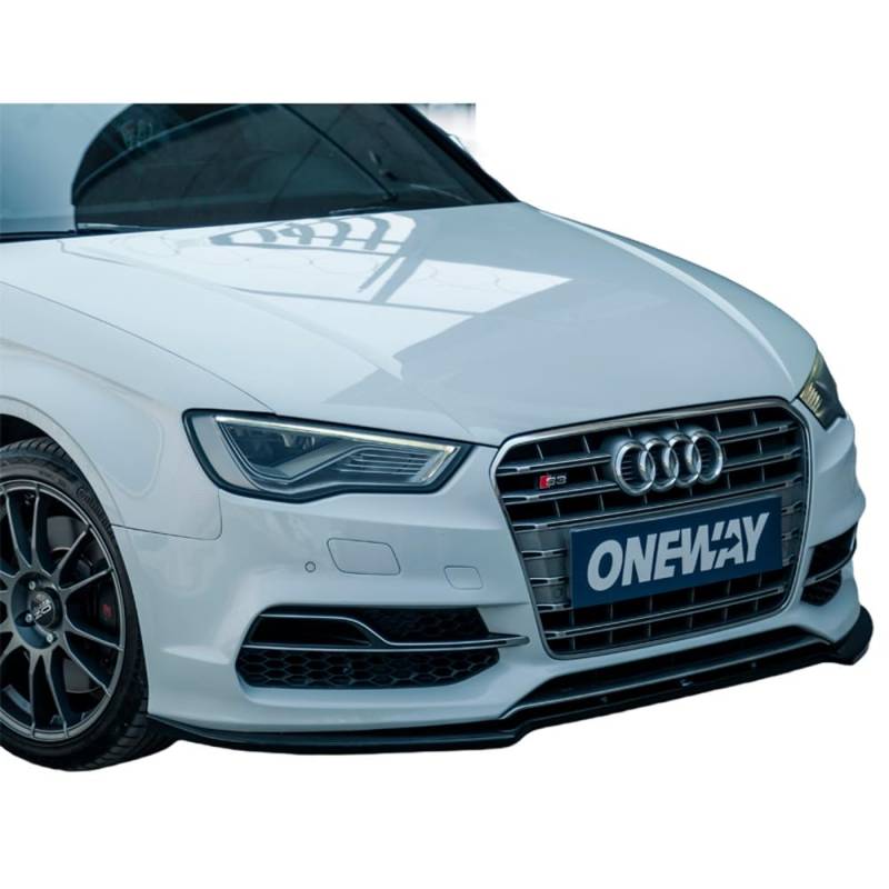 Frontlippe Frontspoiler kompatibel mit Audi S3 8V Limousine Cabrio 2013 bis 2016 v2 mit ABE TÜV Schwarz Glänzend von ONEWAY AUTO ACCESSORIES