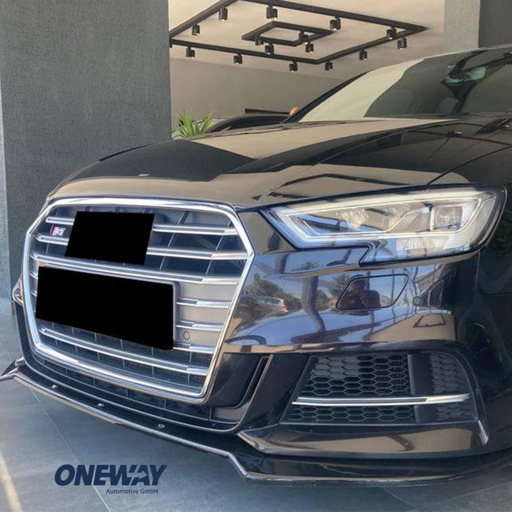 Frontlippe Frontspoiler kompatibel mit Audi S3 Sportback 8V Facelift 2016 bis 2019 mit ABE TÜV Schwarz Glänzend von ONEWAY AUTO ACCESSORIES