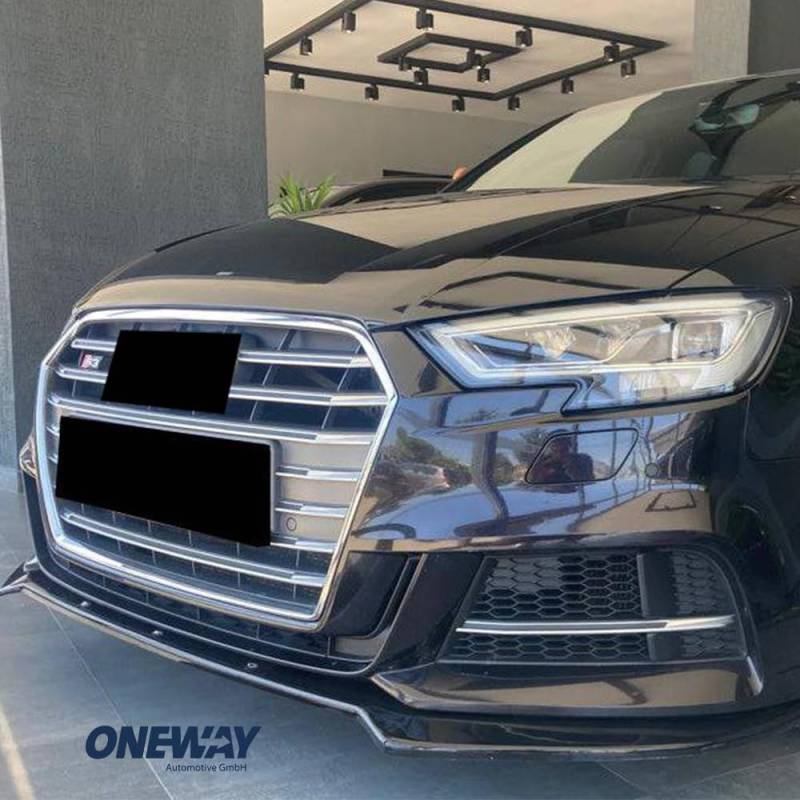 Frontlippe Frontspoiler kompatibel mit Audi S3 Sportback 8V Facelift 2016 bis 2019 mit ABE TÜV Schwarz Glänzend von ONEWAY AUTO ACCESSORIES