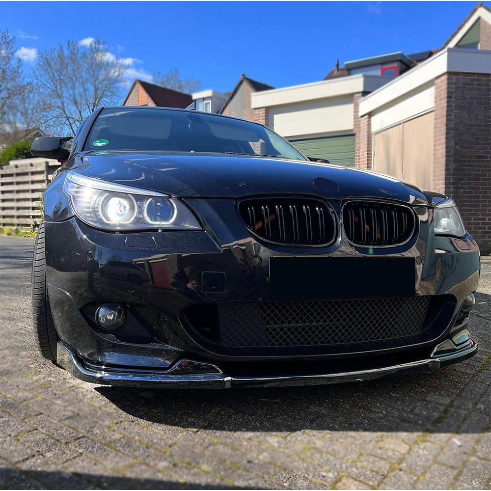 Frontlippe Frontspoiler kompatibel mit BMW 5er E60 E61 M-Paket 2003-2010 mit ABE TÜV Schwarz Glänzend von ONEWAY AUTO ACCESSORIES