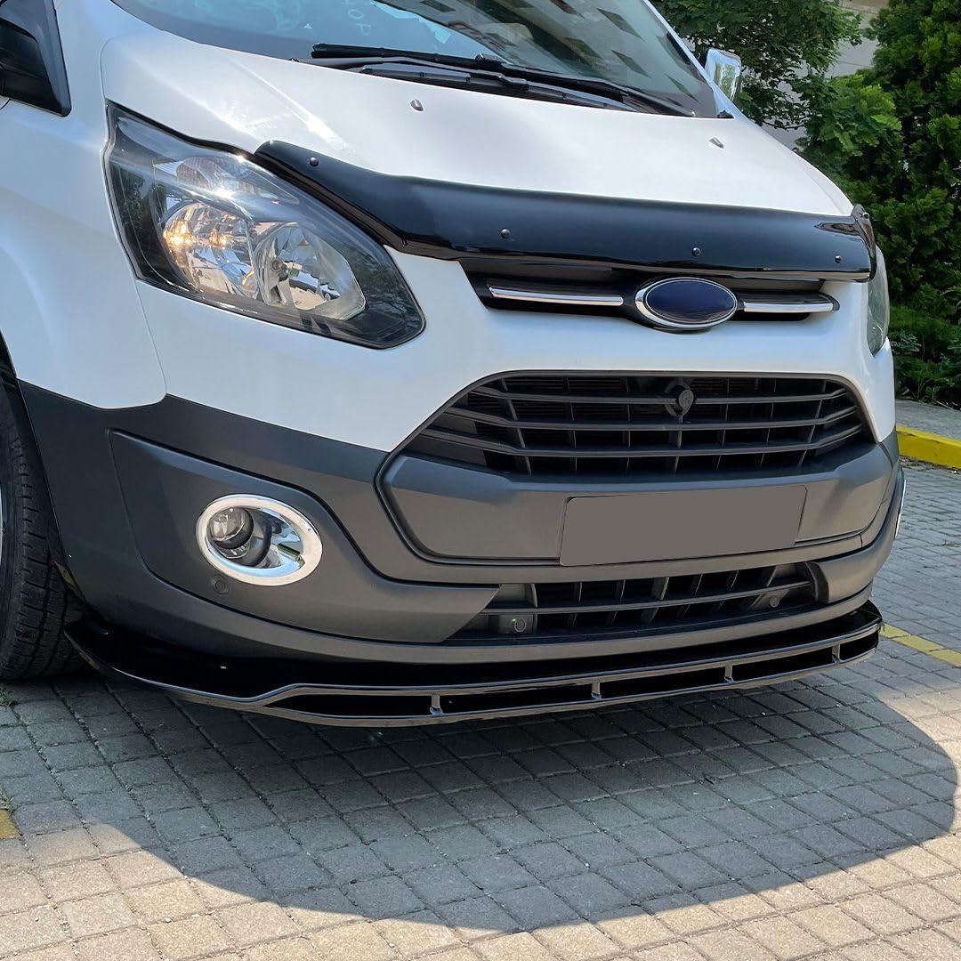 Frontlippe Frontspoiler kompatibel mit Ford Transit Custom MK1 2012-2018 2 TLG. mit ABE TÜV Schwarz Glänzend von ONEWAY AUTO ACCESSORIES