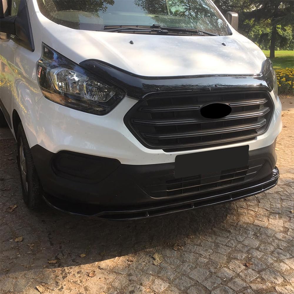 Frontlippe Frontspoiler kompatibel mit Ford Transit Custom MK1 Facelift 2018+ 2 TLG. mit ABE TÜV Schwarz Glänzend von ONEWAY AUTO ACCESSORIES