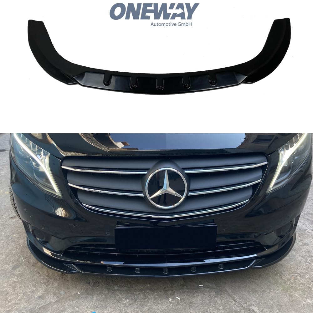 Frontlippe Frontspoiler kompatibel mit Mercedes Vito W447 ab 2014 mit ABE TÜV Schwarz Glänzend von ONEWAY AUTO ACCESSORIES