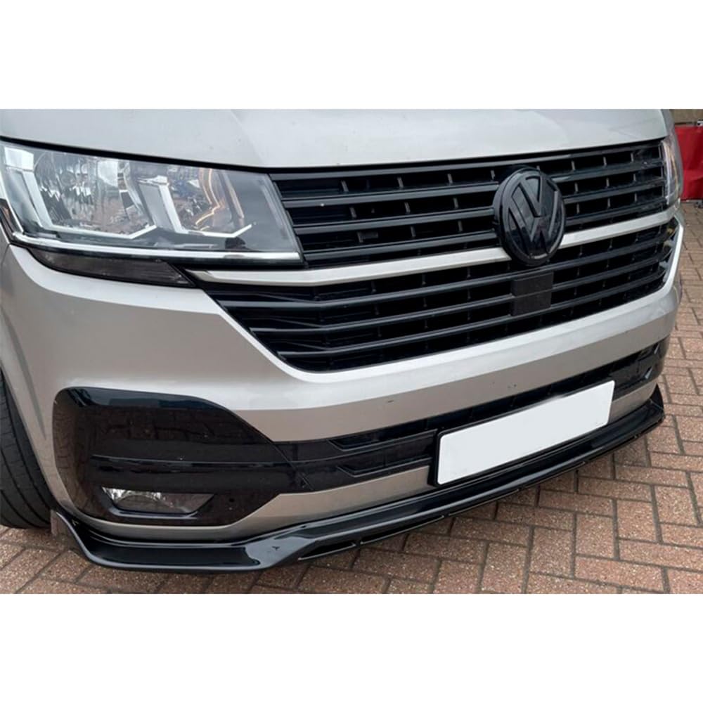 Frontlippe Frontspoiler kompatibel mit VW Transporter T6 1 2019 bis 2024 v3 2 Tlg mit ABE TÜV Schwarz Glänzend von ONEWAY AUTO ACCESSORIES