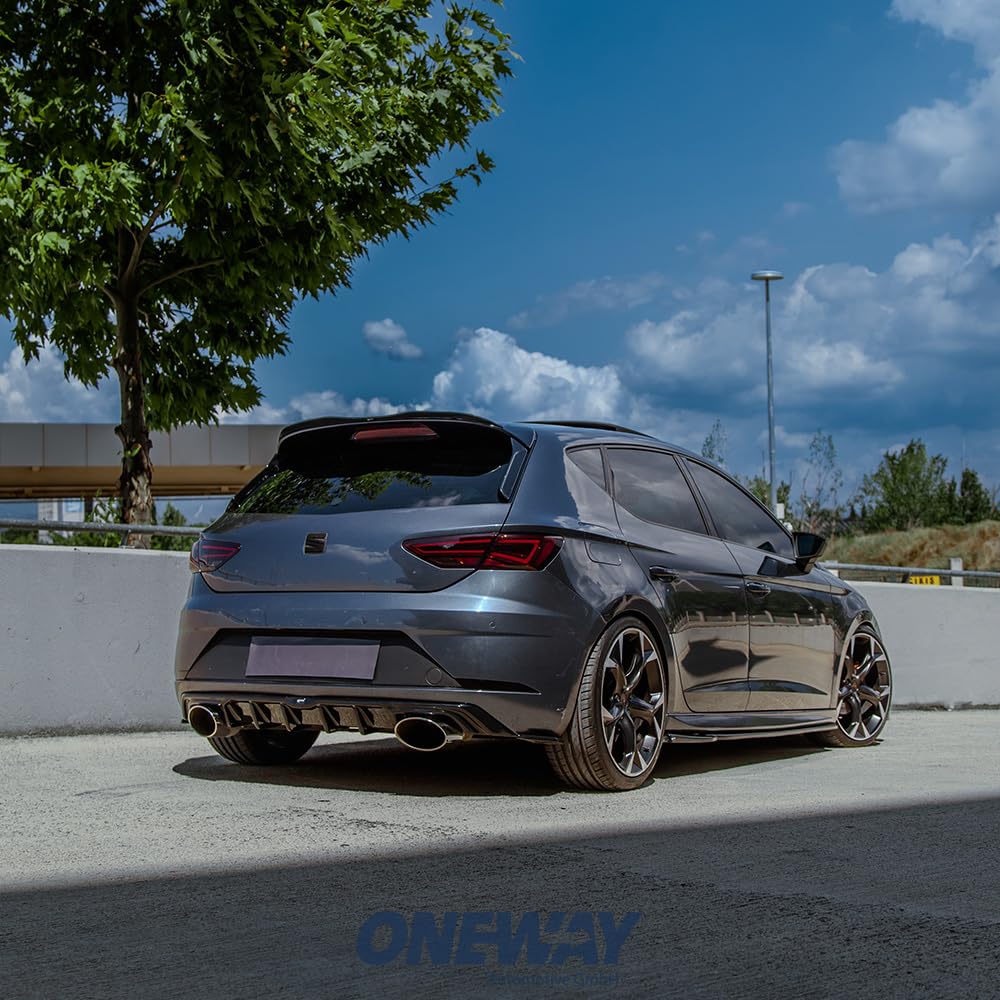 Heckschürze Heckdiffusor kompatibel mit SEAT Leon MK3 FR Facelift 2017 bis 2019 Schwarz glänzend von ONEWAY AUTO ACCESSORIES