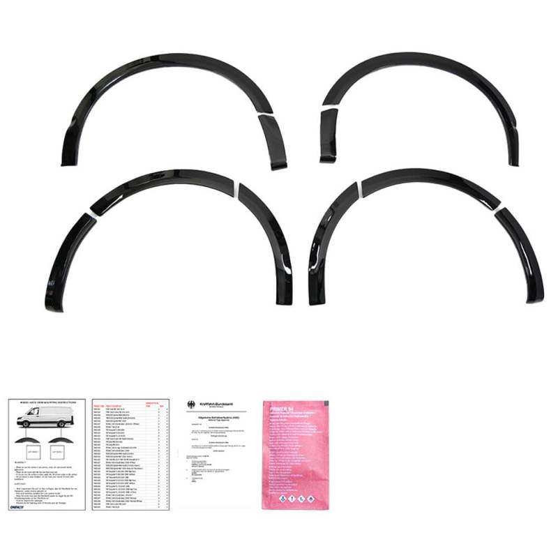 Oneway Satz Radlaufleisten kompatibel mit Volkswagen Transporter T5-T5.1 2003-2015 (Kurzer Radstand/Schiebetür rechts) - Schwarz glänzend von ONEWAY AUTO ACCESSORIES