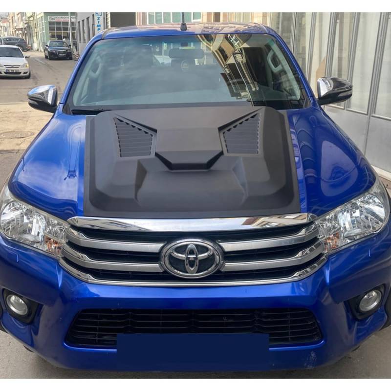 Oneway Motorhaubenhutze kompatibel mit Toyota Hilux 8.Gen. 2015-2020 - Version 2 - Mattschwarz von ONEWAY AUTO ACCESSORIES