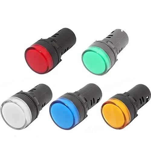 AD16-22 22mm Kunststoff-Anzeigeleuchte 12V 24V 220V LED-Pilotlampe Rot Grün Blau Weiß Gelb LED-Signalleuchte(12V Red LED) von ONGCPQPEO