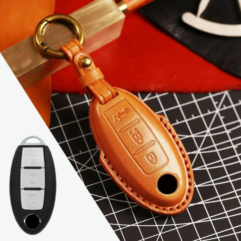 Auto-Schlüsselanhänger-Hülle aus Leder, für Infiniti EX35 FX35 FX50 M56 G35 G37 JX35 QX50 QX60 QX80, Schlüsselanhänger-Hülle von ONNAT