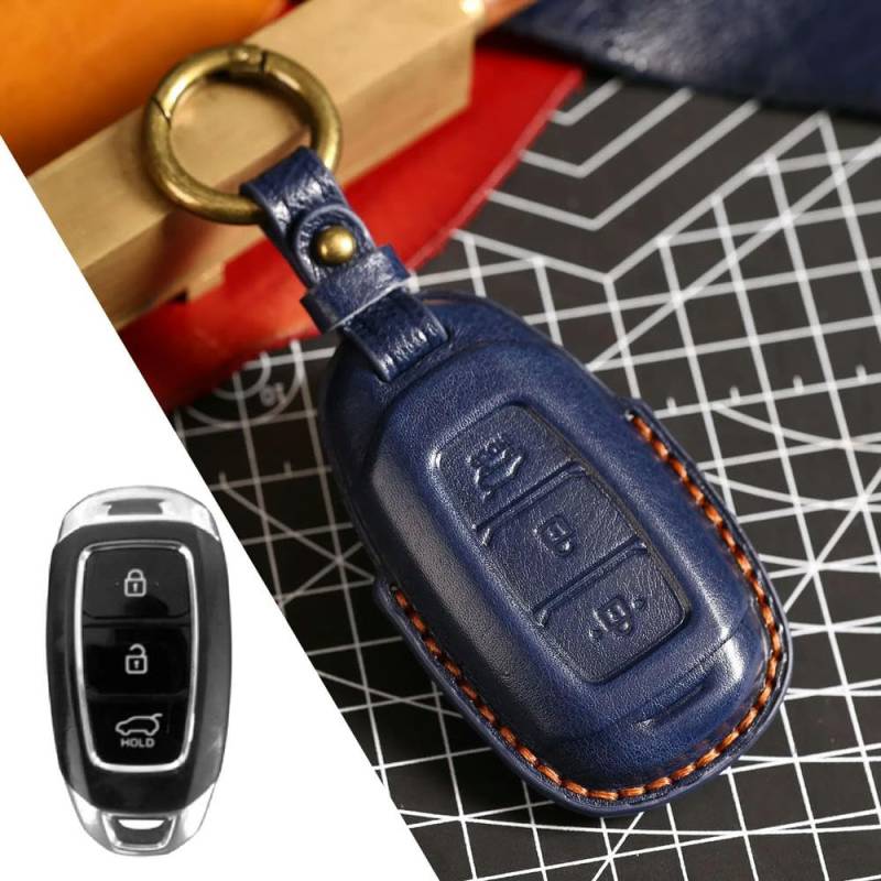 Auto-Schlüsselanhänger-Hülle aus Leder für Hyundai Palisade Fiesta Custo Sonata, Schlüsselanhänger-Hülle von ONNAT