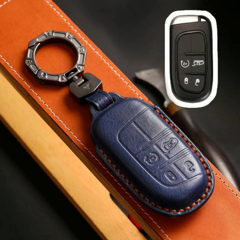 Auto-Schlüsselanhänger-Hülle aus Leder für Schlüsselanhänger, für Jeep Renegade Compass Grand Cherokee WK2 KL BU MP, Schlüsselanhänger-Halter von ONNAT