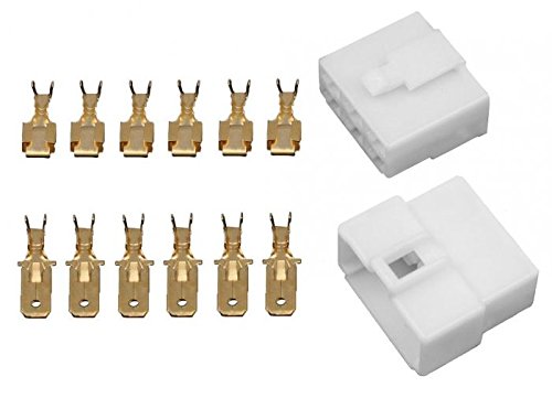 10x Gehäuse Stecker 6,3mm Flachsteckhülsen Flachstecker Steckergehäuse (6 Polig) von Onpira