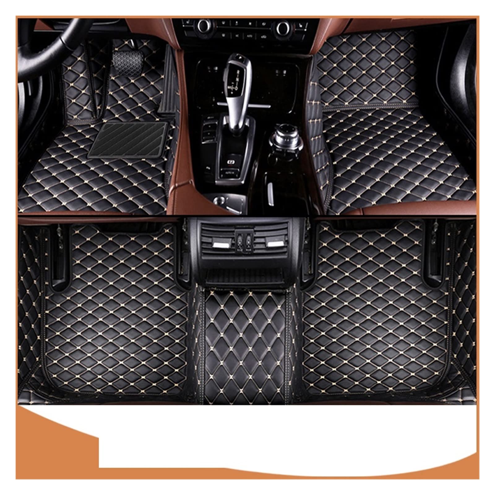 Auto Fußmatten Kompatibel Mit Jeep Grand Cherokee WM WK2 2011 2012 2013 2014 2015 2016 2017 2018 Kundenspezifische Auto Fußpads(Black-Beige) von OPALENDIR