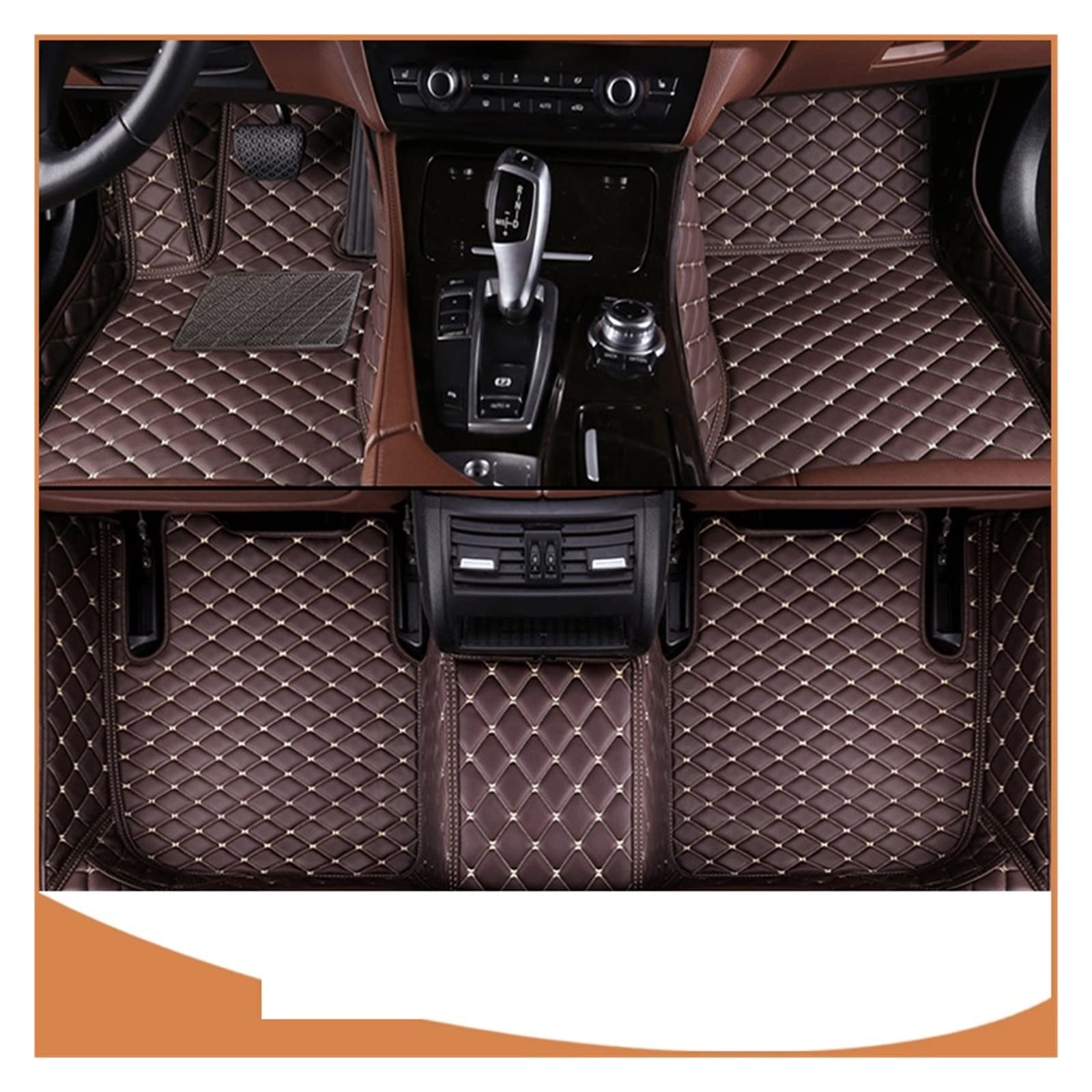 Autofußmatten Kompatibel mit Peugeot RCZ 2011 2012 2013 2014 Benutzerdefinierte Auto-Fußkissen(Dark Brown) von OPALENDIR