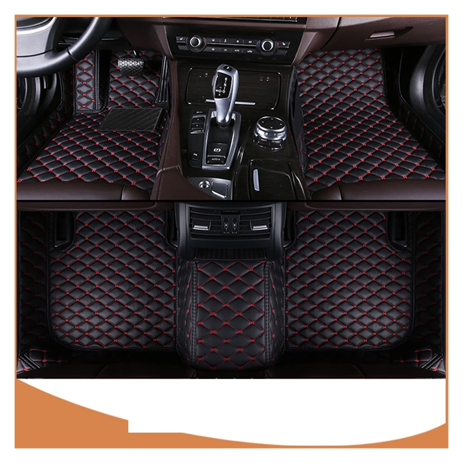 Car Floor Mats Compatible With Hummer H2 2008 Custom Auto Foot Pads Automobile Carpet Cover Interior Accessories(Black-Red) von OPALENDIR