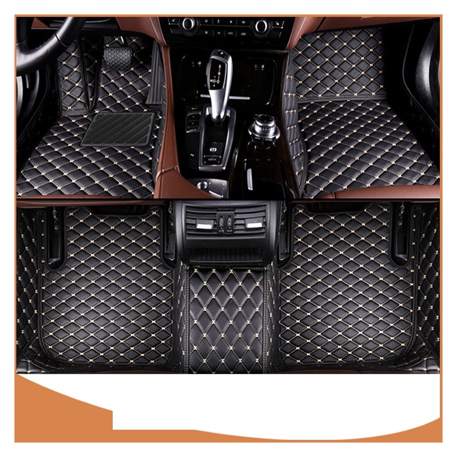 Car Floor Mats Compatible With SUZUKI Jimny 2007-2010 2012 2013 2014 2015 2016 2017 Custom Auto Foot Pads Automobile(Black-Beige) von OPALENDIR