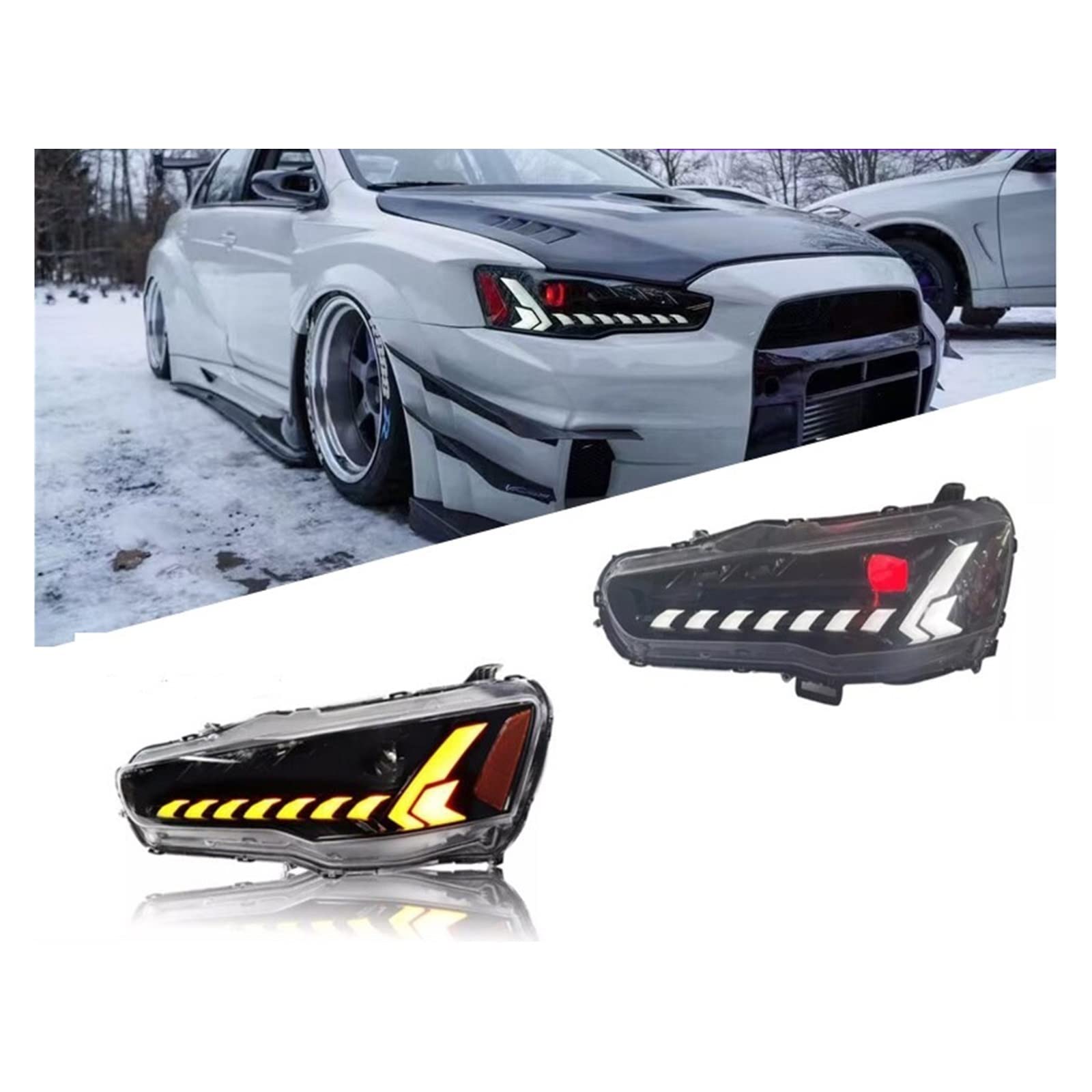 Headlight Compatible With Mitsubishi Lancer DRL With Start UP Animation Sequential Compatible With Lancer Ex Evo 2008-2017 Headlights von OPALENDIR