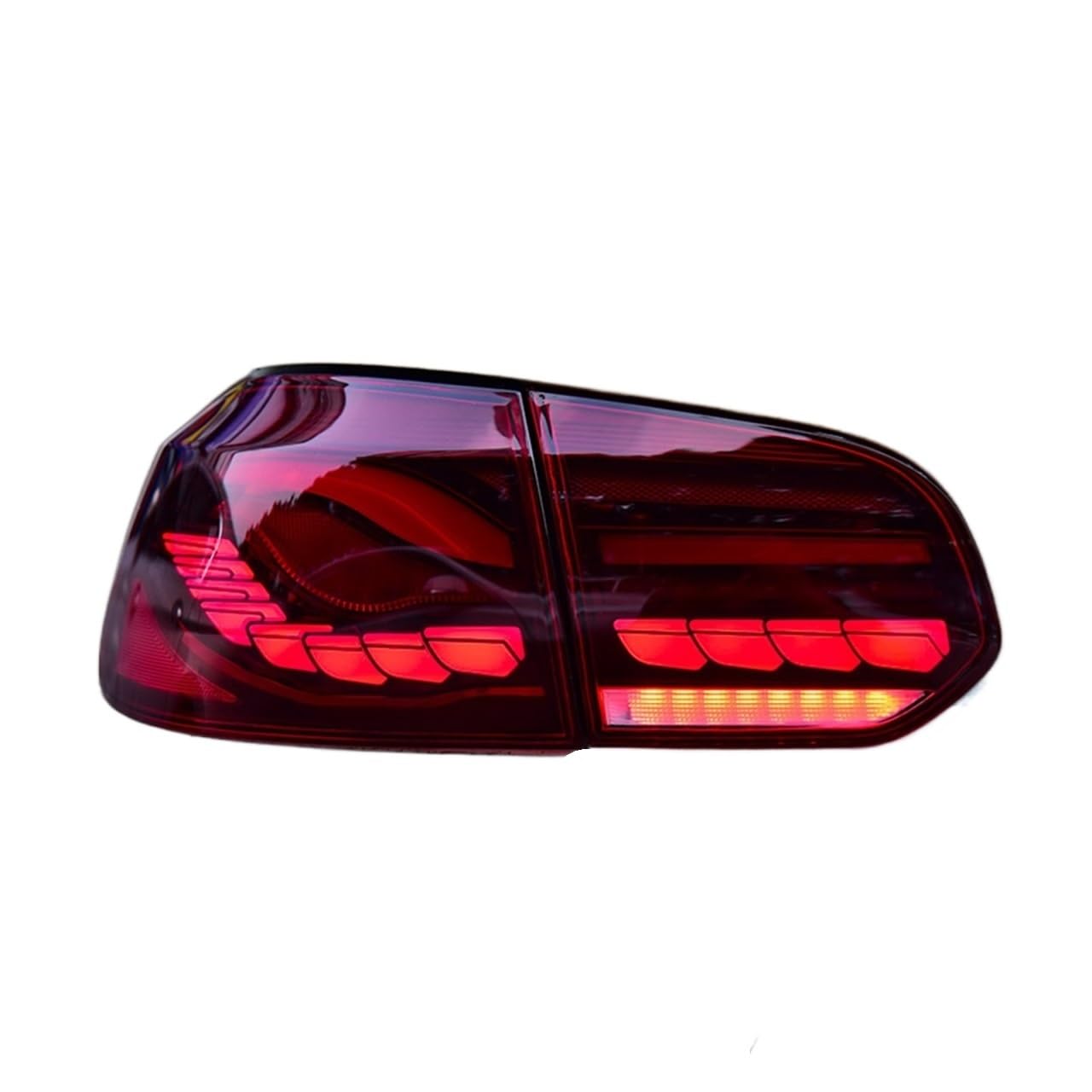 OPALENDIR Rücklicht-Gruppe kompatibel mit VW Golf 6 MK6 2008-2013 Kompatibel mit VW Golf6 LED-Rückleuchten Design M4 GTS sequentielle LED-Blinker (Rot) von OPALENDIR