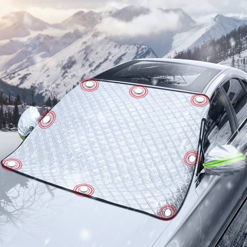 Frontscheibenabdeckung, opamoo Auto Scheibenabdeckung Windschutzscheibe Abdeckung Faltbare Abnehmbare Winterabdeckung Frontscheibe Abdeckung Auto Frostabdeckung Anti Schnee, Frost, Sonne 145 * 120cm von OPAMOO