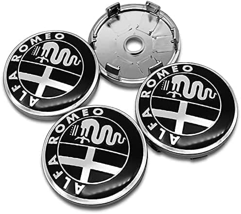 4 Stück Nabendeckel für Alfa Romeo 166 2003-2007 68mm, Wasserdicht Radnabendeckel Mitte Auto Nabenkappen mit Logo Nabendeckel Verschleißfest und Langlebig Wheel Caps Ersatz,A Black von OPBVXQ