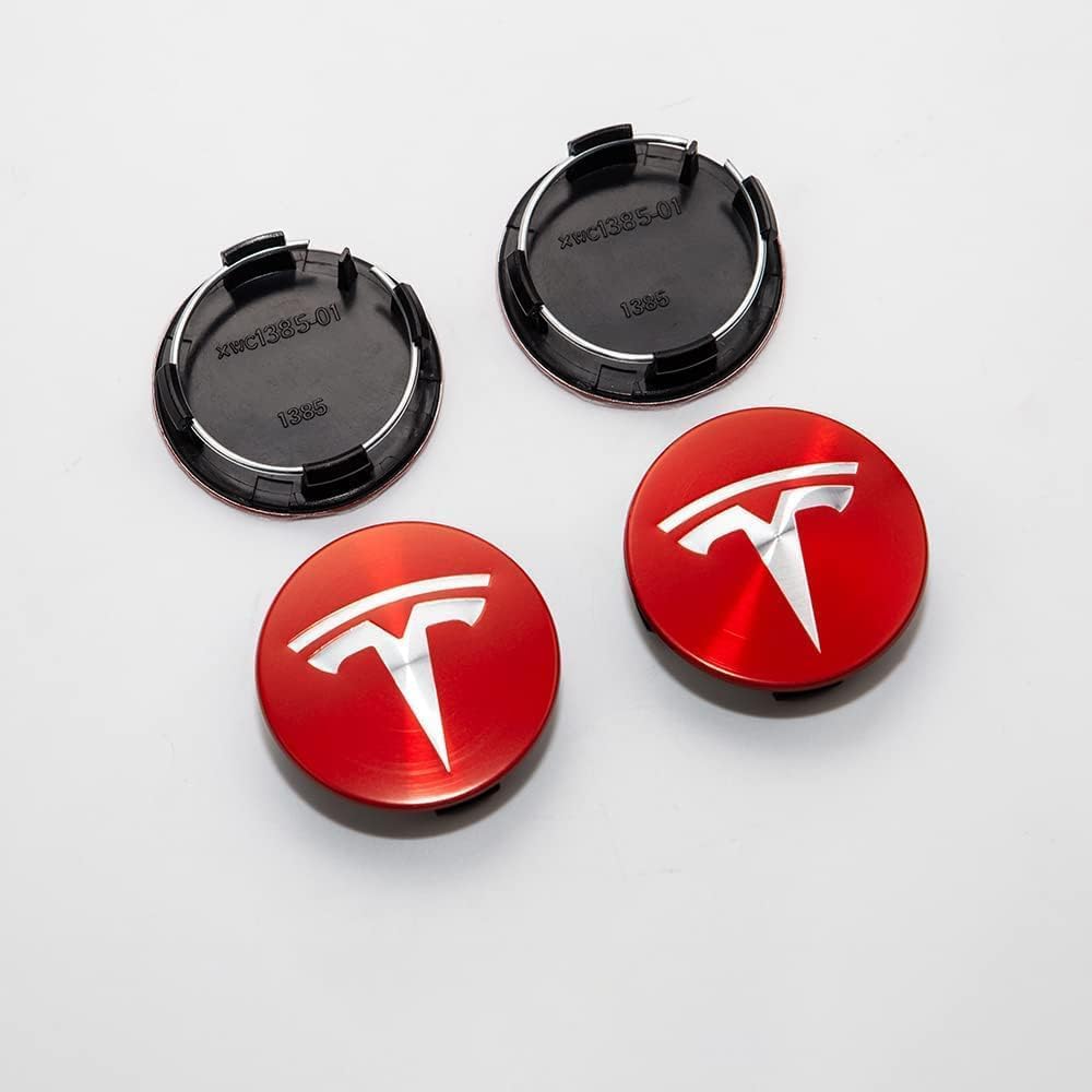 4 Stück Nabendeckel für Tesla Model Y 60mm, Wasserdicht Radnabendeckel Mitte Auto Nabenkappen mit Logo Nabendeckel Verschleißfest und Langlebig Wheel Caps Ersatz von OPBVXQ