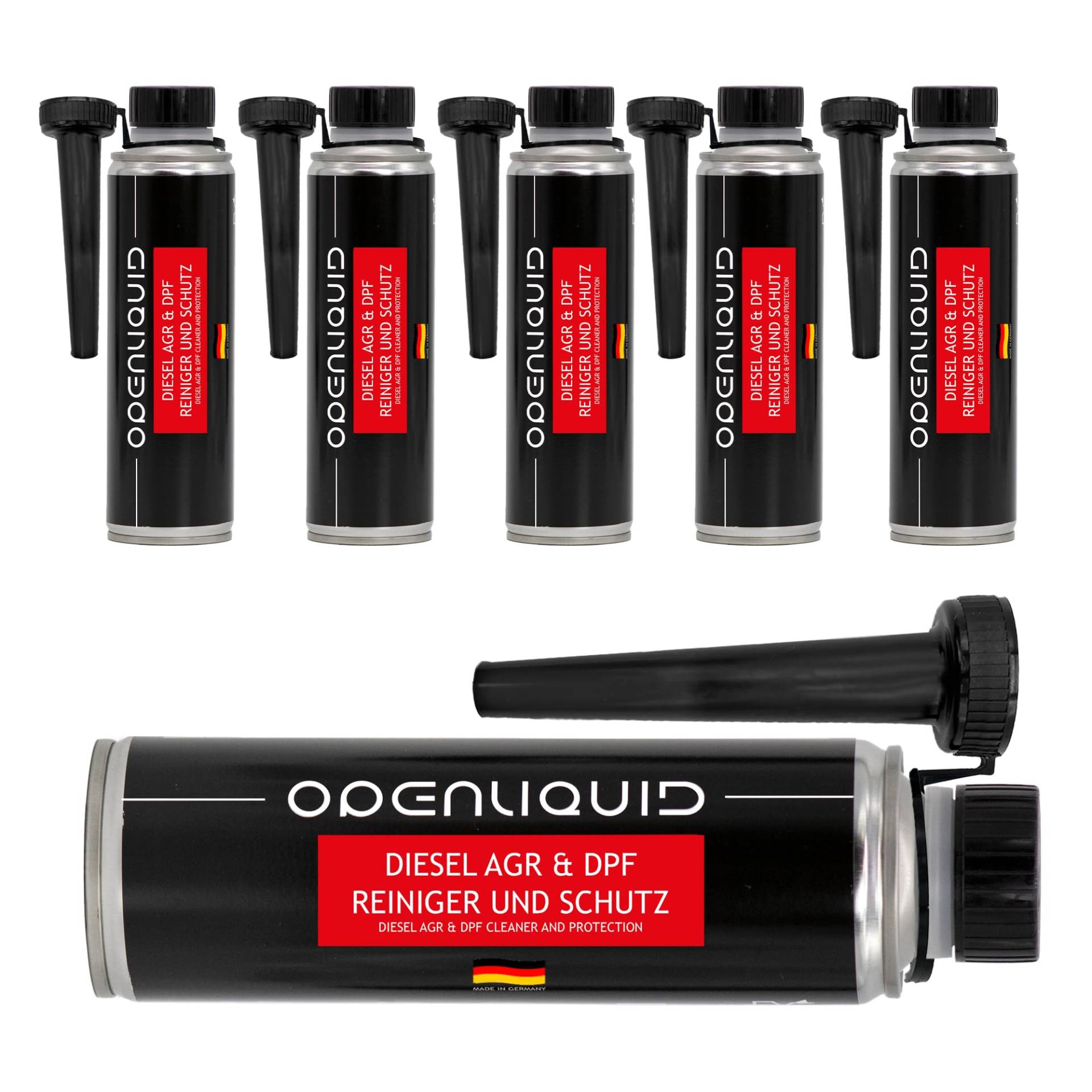 OPENLIQUID Diesel AGR & DPF Reiniger & Schutz - Diesel Additiv - Auto - Dieselpartikelfilter & AGR Reiniger - reduziert Rußbildung, löst Ablagerungen (6X 300 ml) von OPENLIQUID