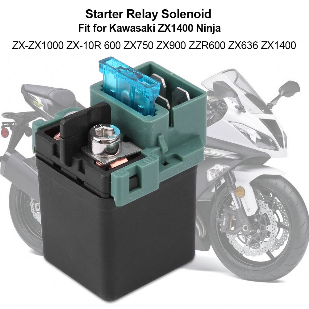 Motorradstarter-Startrelais, Startermagnetrelais-Schalter Starter-Solenoid-Relais Easy Installation Metall Kunststoff für ZX1400 ZX-ZX1000 ZX-10R 600 ZX750 ZX900 ZZR600 ZX636 von OPPWONG