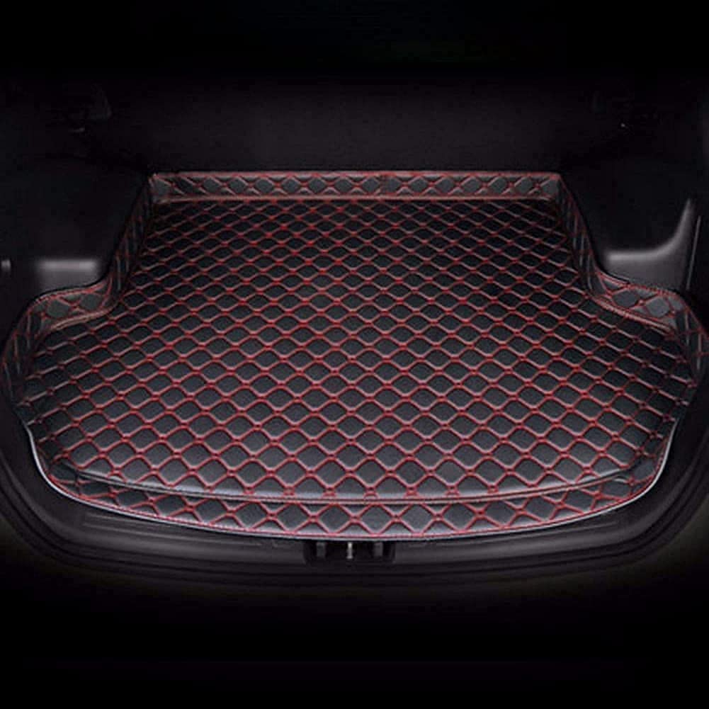 Leder Kofferraummatte Kofferraumwanne für Mercedes-Benz GLC Coupe AMG (C253) 2017 2018 2019 2020,rutschfest Kratzfestem Kofferraumschutz Autozubehör,A/BlackRed von OPSOL