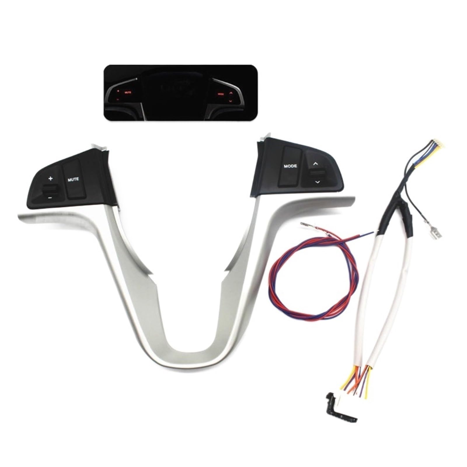 Lenkradtasten Lenkradknopf for passt Verna Solaris Lenkrad -Audio -Lautstärke -Musiksteuerschalter mit Hintergrundbeleuchtung Autoteile(Silver-Red) von OPTOI