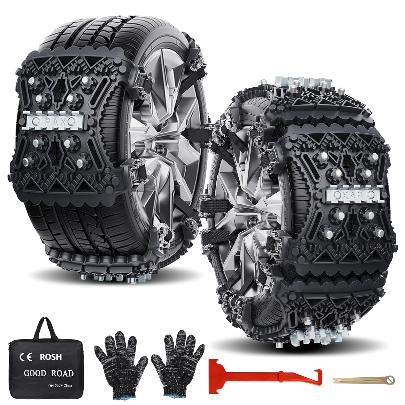 Schneeketten, 6 Stück Universal Auto Schneeketten Reifenketten für Reifenbreite 165-285 mm, Rutschfeste Notfall-Schneereifenketten Snow Chains für meisten PKW LKW SUV von OQCSUAT