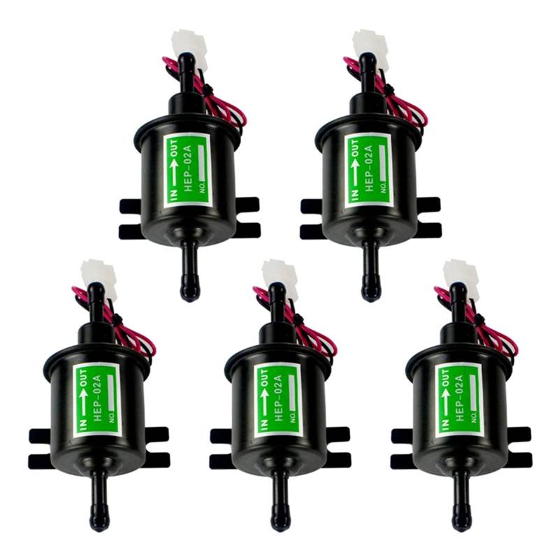 5X Universal 12V Electric Fuel Pump Metal Solid Petrol Inline Fuel Pump Gasoline Transfer Pump 12 Volts HEP-02A von OQUFINTER