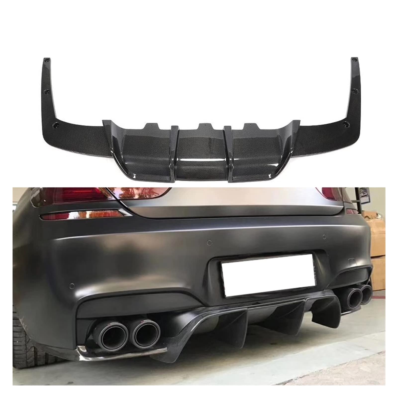 6 Series Carbon Fiber/FRP Rear Bumper Lip Diffuser Spoiler Compatible With MW F06 F12 F13 M6 M Tech M Sport 2013-2016(A) von OQUFINTER