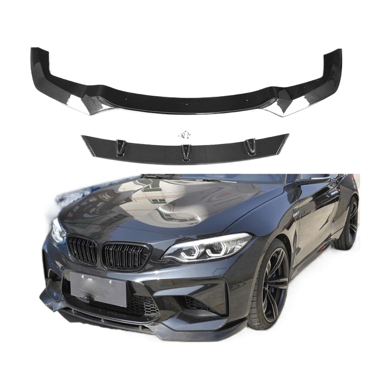 Carbon Fiber/FRP Front Bumper Lip Spoiler Splitters Compatible With MW F87 M2 Coupe 2 Door 2016-2019 Front Bumper Spoiler Splitters(A) von OQUFINTER