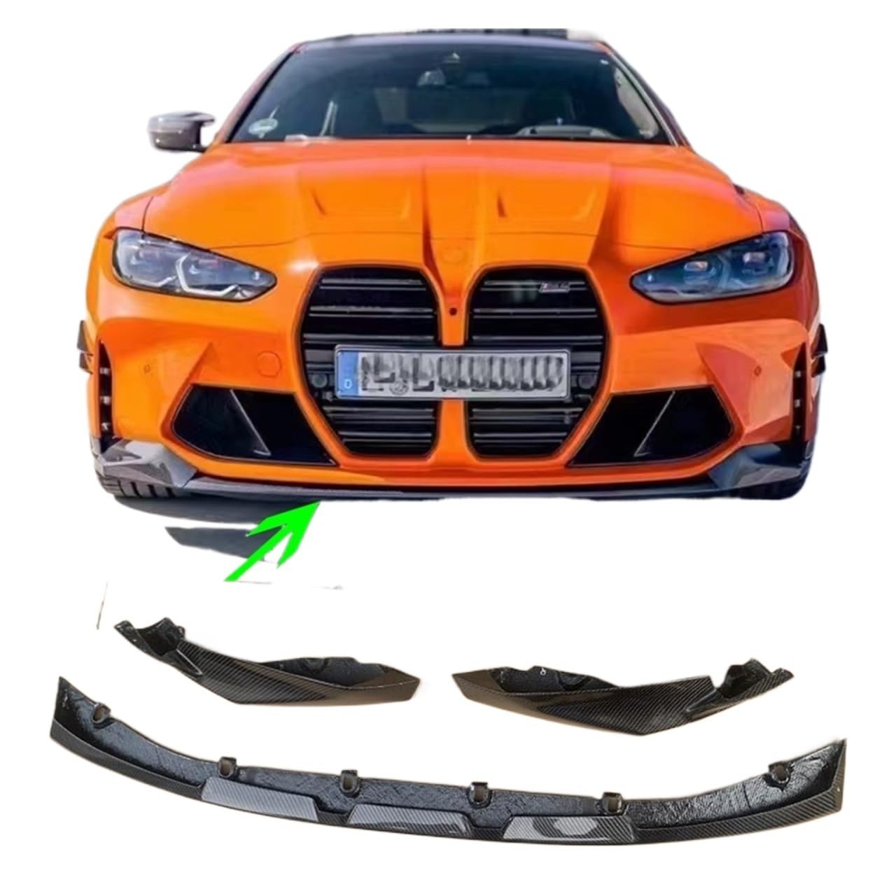 Compatible With MW 3 4 Series G80 G82 2021UP M3 M4 Real Carbon Front Lip Spoiler Splitter Diffuser Body Kit Guard Protection von OQUFINTER