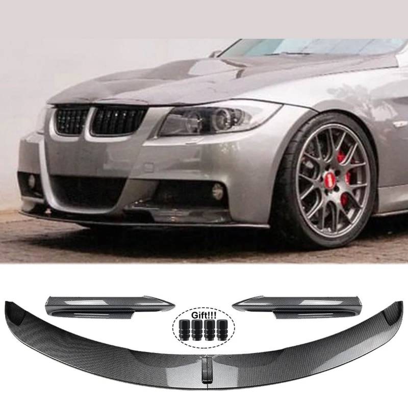 Front Bumper Lip + Side Splitter Spoiler Canard Cover Compatible With Pre-LCI MW E90 E91 M-Tech 2005-2008 Pre-Facelift Accessories(2PCS Splitter Black) von OQUFINTER