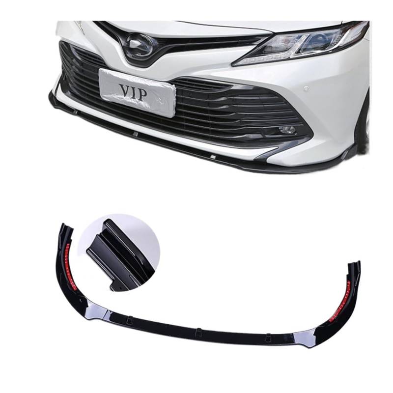 Front Bumper Spoiler Lip Compatible With Camry L LE XLE 2018-2019 Gloss Black/Carbon Fiber Look Lower Body Kit Splitter Plate Blade(B) von OQUFINTER