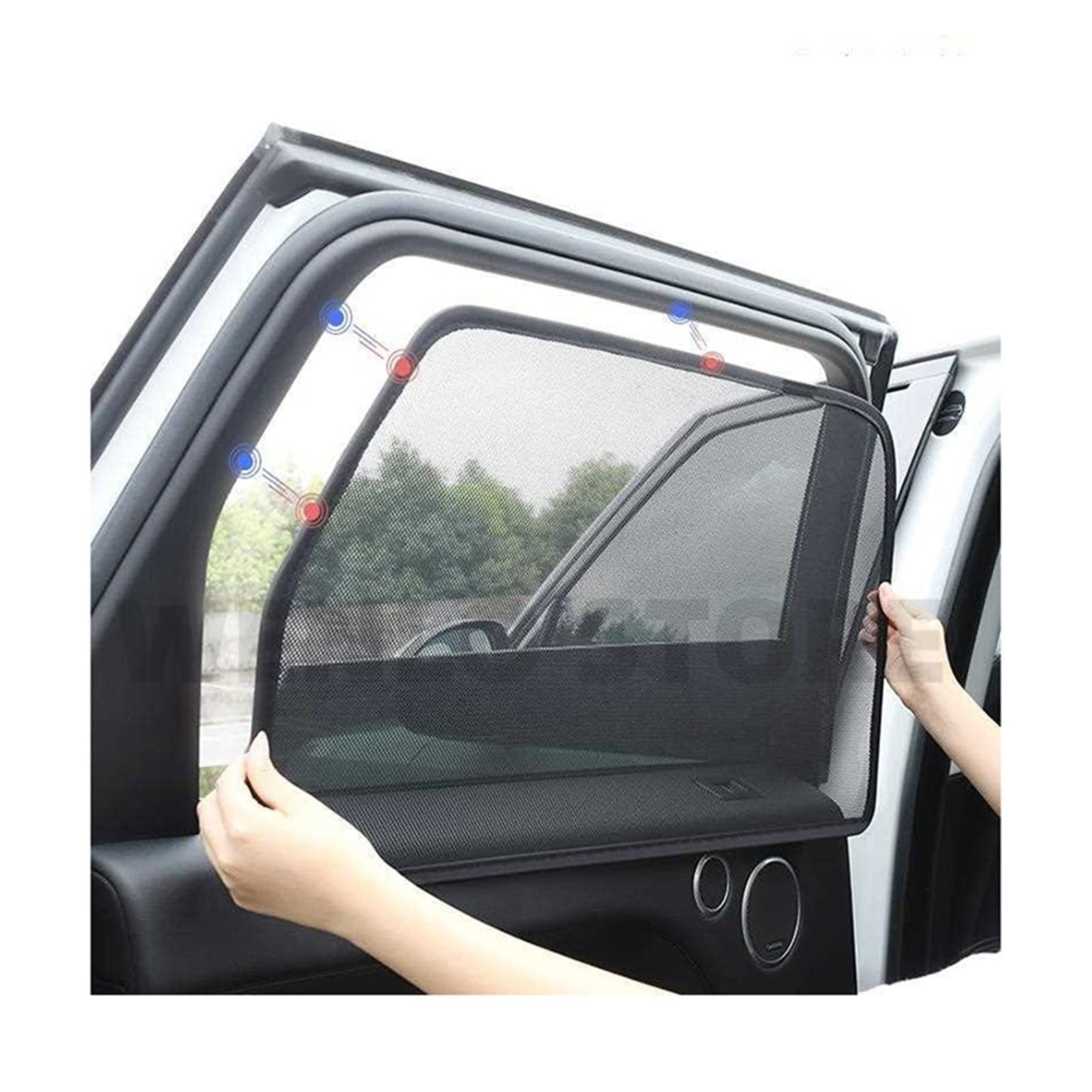 Magnetische Auto-Sonnenblende, Frontscheibenvorhang, Seitenfenster hinten, Sonnenblende, kompatibel mit Mitsubishi Pajero Sport KH 2008-2016 (2 Stück) von OQUFINTER