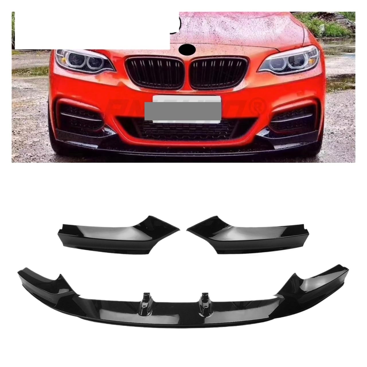 RMAUTO Front Bumper Spoiler Lip Splitter Guard Aprons Cover Body Kit Compatible With MW 2 Series F22 F23 2014-2021 Accessories(B) von OQUFINTER