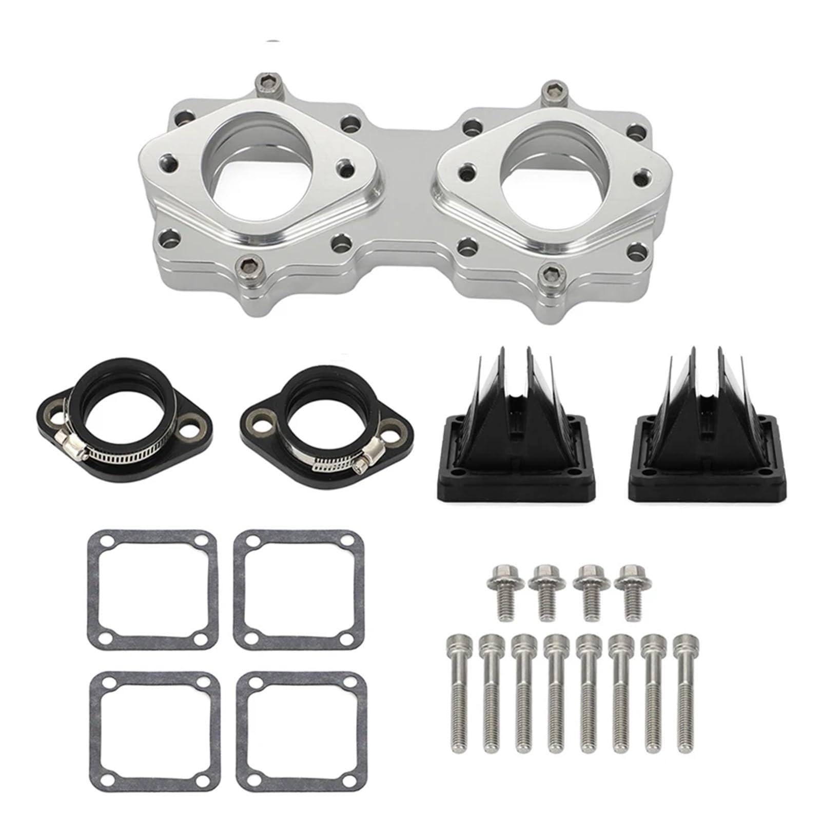 ORAMAI Kompatibel mit Yamaha Banshee 350 YFZ350 Billet Ansaugstutzen Boot Kit Kompatibel mit 33 34 35 36mm ATV Keihin Mikuni Reed Ventil Vergaser(Silver) von ORAMAI