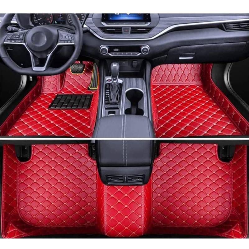 Custom Leder Auto FußMatten Set für Nissan Qashqai 3.Gen (J12) 2021 2022 2023(LHD), All-Schutz Cover FußMatten Teppich Auto Liner Full Schutz wasserdichte Autoteppiche ZubehöR,Red von ORANGES