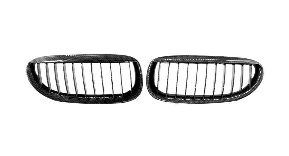 ORBANA Autoersatz Grilleinsätze 2X Frontstoßstangengrill Für 6er E63 E64 650i M6 2004-2010, Kohlefaser-ABS-Car-Styling Kühlergrill Doppelsteg von ORBANA