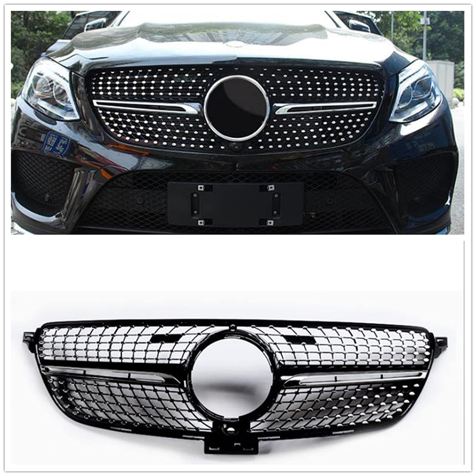 Auto-Mittelgrill,Für Mercedes-Benz Gle W166 2015 2016 2017,Front Grills Frame Trim,Black von ORBHES